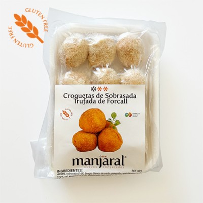 Croquetas Sobrasada Forcall/Trufa SIN Gluten Bandeja 12 ud Croquetas Sobrasada Forcall/Trufa SIN Gluten Bandeja 12 ud