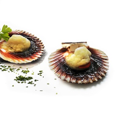 Zamburiña con Muselina de Ajo Bandeja de 6 ud