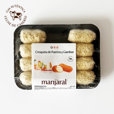 Croquetas de Puerros y Gambas Bandeja de 8 ud