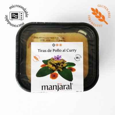 Tiras de Pollo con Curry SIN Gluten Bandeja de 300 gr
